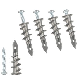 Zinc Self-Drilling Drywall Anchors with Stainless Steel Screw Kit, Heavy Duty Metal Wall Anchors and #8 x 1-1/4 Inches Screws, 60 Pieces in Total