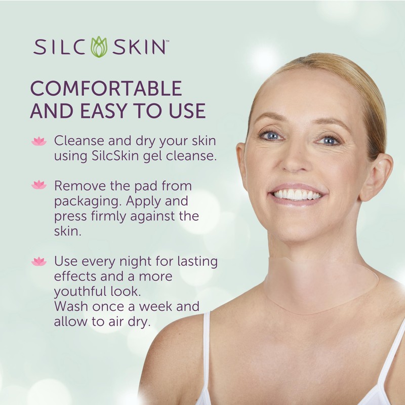 Silcskin Collette Pad Medical Grade Neck Wrinkle Patches, Reusable Silicone