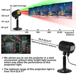 Honoson 2 Pcs Christmas Laser Projector Lights Outdoor RGB Laser Light with Remote Waterproof Motion Xmas Projector Holiday Projector Garden Decoration for Lawns Party House (Red Green Color)