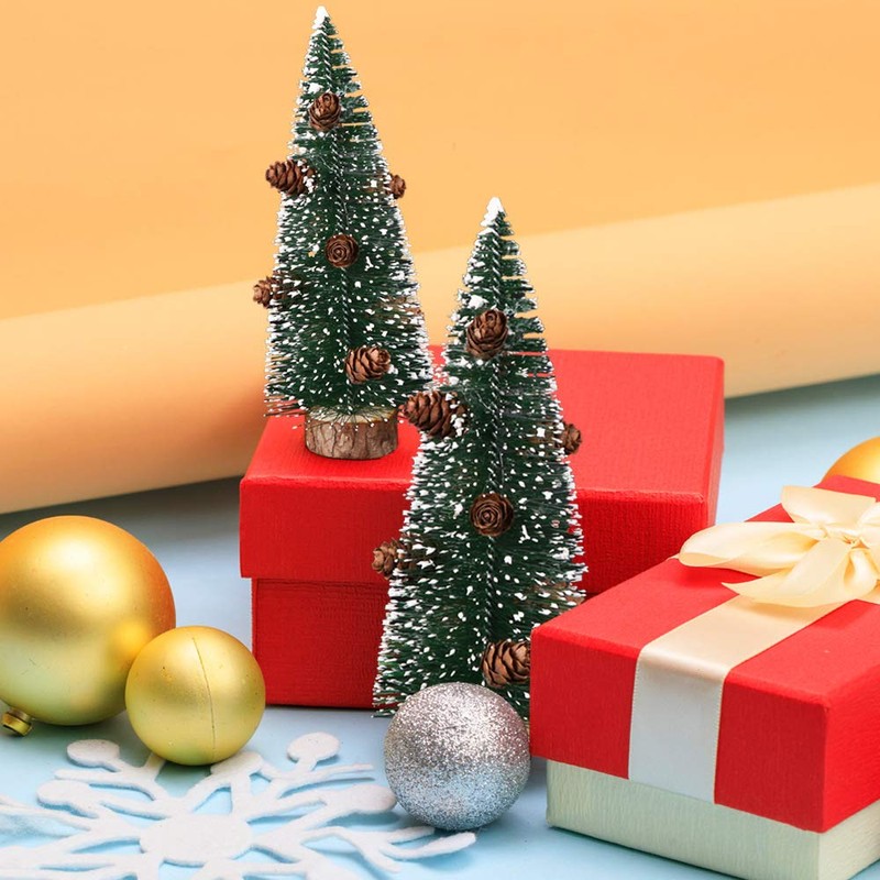 Mini Green Christmas Tree, Artificial Small Pine Tree, Snow Tree