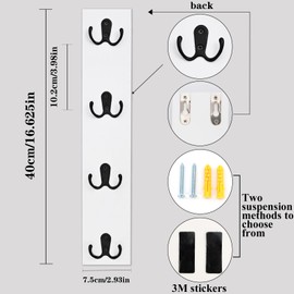 Yohsnor Vertical Wall-Mounted Key Holder – Stylish Entryway Hook Rack, Perfect for Narrow Spaces – Ideal Storage Solution for Keys, Scarves, Wallets, Belts, and Dog Leashes – Rustic Wood Key Hanger