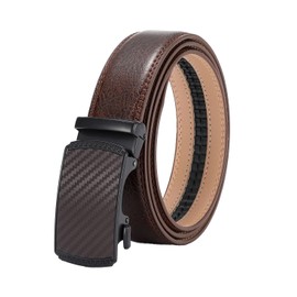 Rawa Genuine Leather Belt: Comfort, Quality Guarantee, Innovative Design, Upgraded Automatic Click Buckle, Length Adjustable Ratchet Belt (Coffee Brown, Full Lenght 120cm/Waist 34"-40" Adjustable)