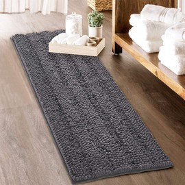 KGORGE Grey Bath Rugs - Soft Large Bathroom Rugs 60" x 24" Farmhouse Floor Cover Water Absorbent Bath Mat Shower Carpet for Toilet Door Way Kitchen Kids Baby, 1 Pc