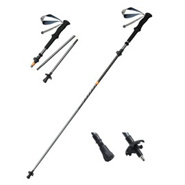 Naturehike Hiking Poles 7075 Aluminium +3K Carbon Trekking Poles Ultralight Foldable 103-135CM Walking Poles for Women & Men Hiking/Camping/Mountaining(One pole)