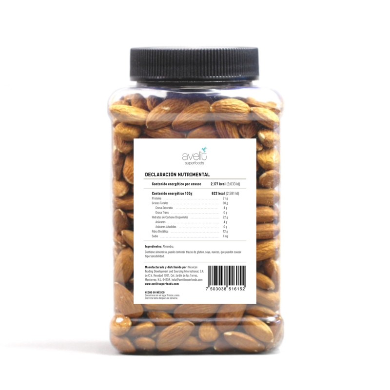 Avelit Superfoods | Almendras Naturales | Vitrolero 350g