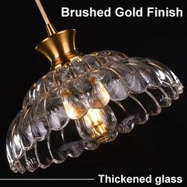 Mgcanyu 2Pack Glass Pendant Lights Kitchen Island, 11.8" Vintage Lighting Glass Light Fixtures Brushed Gold Modern Glass Chandelier Hanging Ceiling for Dining Living Room Restaurant Bedroom Foyer