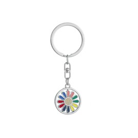 ARFUKA Keyring Stainless Steel Car Keyring Daisy Pendant Metal Keychain Keychain Birthday Christmas Gifts for Men and Women, multicoloured