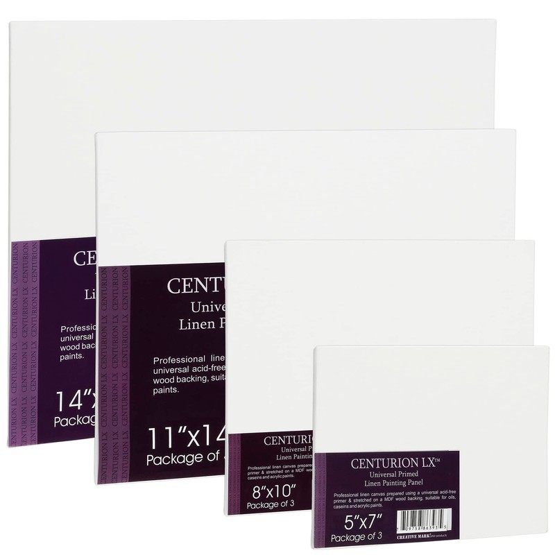 Centurion All-Media Primed Linen Panels - 9x12" 3 Pack -