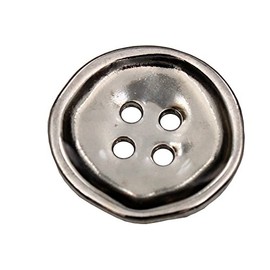 Hartmann-Knöpfe Pack of 6 Shiny Silver 4-Hole Buttons with Imperfect Shape, Available in 4 Sizes (6 Pieces) (17 mm)
