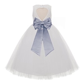 Ivory Floral Lace Heart Cutout Flower Girl Dress Toddler Girl Dresses 172T 14