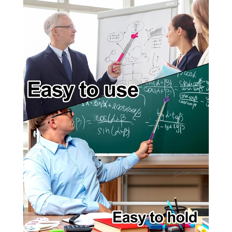 KGDUYC Set of 4 Extendable Pointer Sticks, Telescopic Teacher Pointer,