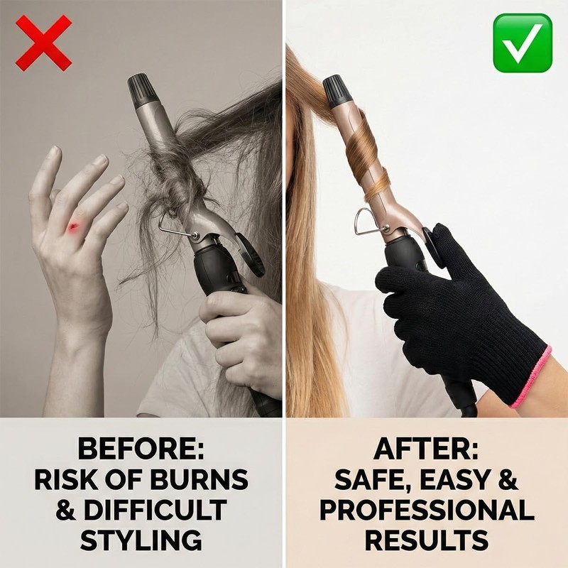 Lotsdonxia Heat Resistant Hair Styling Glove - Protects Hands from