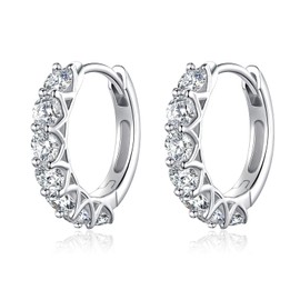 JSGEMSLEE Hoop Earrings with Zirconia for Women Silver Small Hoop Earrings Jewellery Gifts, Silver, Cubic Zirconia