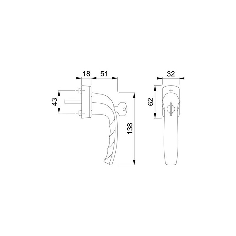 Window Handle New York 0810S/US10 100NM VK7 mm F8707 (8077)