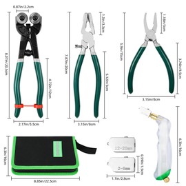 GINWORD 10Pcs Heavy Duty Glass Cutters Tools Kit, Wheeled Glass Tile Nippers Glass Running Breaking Pliers, Breaker Grozer Pliers with Curved Jaws, for Stained Glass, Mosaics, Fusing, Breaking