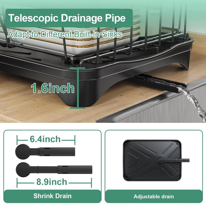 HOMEAILIE Dish Drying Rack, 2-Tier Large Dish Drying Rack for