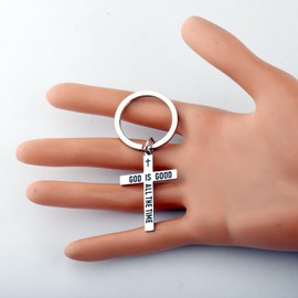 Schlüsselanhänger mit christlichem Kreuz, religiöse Schrift, Bibelvers, religiöser Schmuck, christliches Geschenk, All the Time K UK