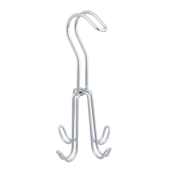 Relaxdays Belt Holder, Wardrobe Hanger Metal Belt Hanger for Belts & Handbags, 4 Hooks, 18 x 9 x 9 cm, Silver