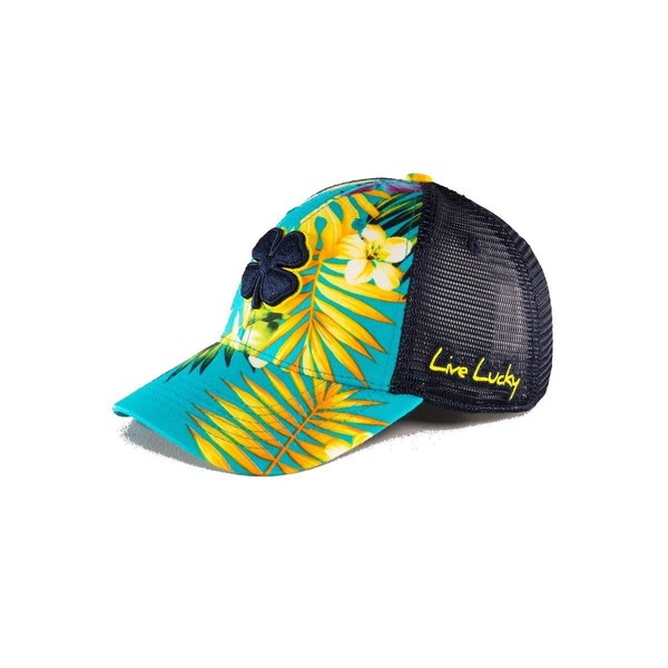 Black Clover Island Luck Hat - Navy/Gold/Tropical/Navy Mesh - Adjustable
