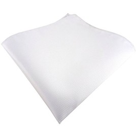 TigerTie Designer Pocket Square Plain Rips Pattern - Pocket Square Size 30 x 30 cm, White, pure white, snow white