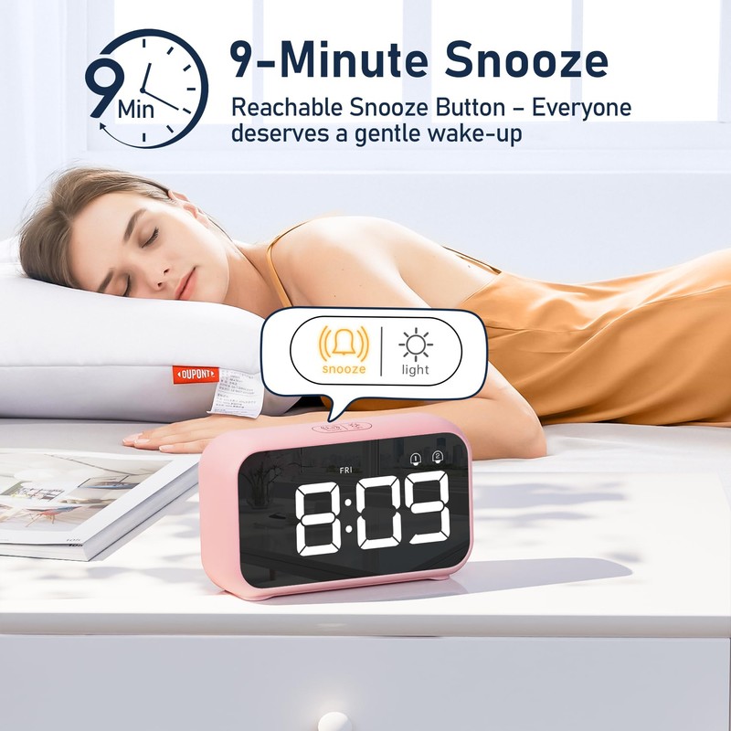 LATEC Alarm Clock, Digital Alarm Clock Bedside with LED Display,
