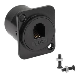 QIANRENON RJ11/RJ9 4P4C Panel Mount Feed-Through Connector CAT3 RJ9 Female-to-Female Telephone Line Through Jack, XLR Panel/D-Type Panel Mount, for IP Telephone Phone Headsets