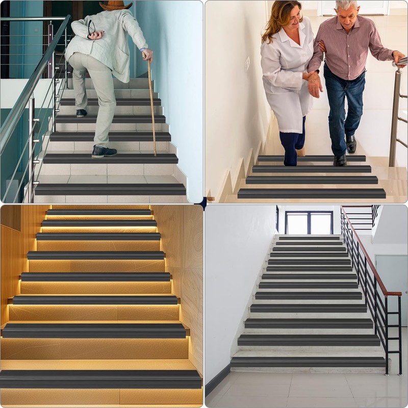QWORK 20ft Vinyl Stair Nosing, Stair Steps Edge Trim Non-Slip