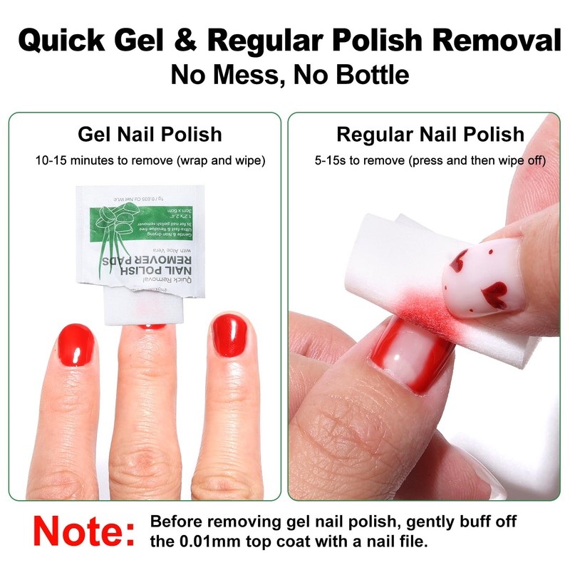 Nail Polish Remover Pads 200PCS with Aloe Oil & Nail