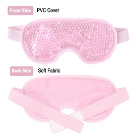 TEEROVA Cooling Eye Mask with Gel Bead - Reusable Gel Eye Mask for Dark Circles, Puffy Eyes, Dry Eyes, Headaches, Migraines, Sinus (Pink)