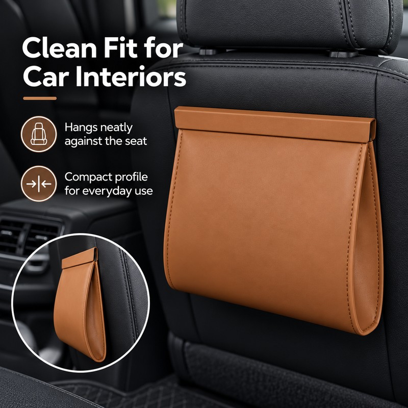 Magnetic Car Trash Bag for Interior Waste Storage – PU
