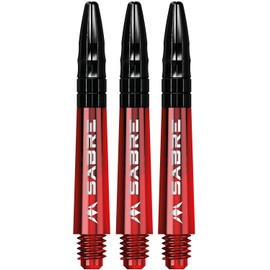 Mission Darts Sabre Shafts | Durable Polycarbonate Stems with Black Aluminium Top | 1 Set of 3 Shafts | Red | Short (S1547)
