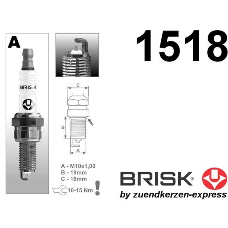 BRISK Silver Racing AR12YS 1518 Spark Plugs Petrol (Pack of