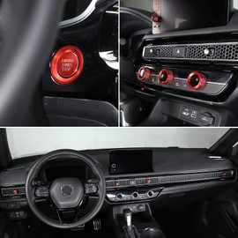 For Cicic 2022 Air Vent Lever Cover Wind Outlet Knob,AC Climate Control Knob Trim,Media Screen Knob Cover Volume Control Ring/Engine Start Stop Push Button Cover Trim Compatible with Honda Civic 2022