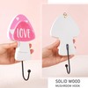 Notakia 2pcs Pink Handcrafted Wooden Mushroom Coat Hooks, Farmhouse Wall