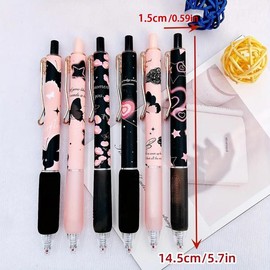 Butterfly Pattern Gel Pen Set, 6 Counts Quick-dry Medium Point Gel Pen, Gift-ready & Comfort-writing Stationery for Office School Students, Fall Decor, Boyfriend Gift