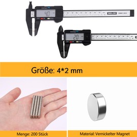 GoldRock Pack of 200 Mini Magnets Round, Small Magnets Strong 4 x 2 mm, Neodymium Magnet, Fridge Magnets for Crafts, Magnets Strong Hold Mini for Whiteboard, Pin Board, Magnetic Board, Door, Card,