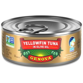 Genova Premium Yellowfin Tuna in Olive Oil, Wild Caught, Solid Light, 5 oz. Can (Pack of 24)