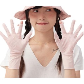 Sleeping Sheep UV Gloves, Power Stretch, 2 Types to Choose from, Long, Short, Cool to Touch, Mesh, Smartphone Compatible, Anti-Slip, pink short