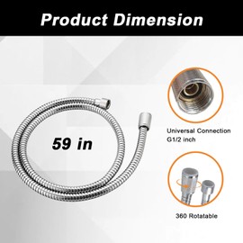 SDRZJX 59" Shower Hose Flexible Handheld Shower Hose Replacement Compatible with Grohe Relexaflex Metal Longlife Anti-Twist Starlight Chrome Replace#: 28143000