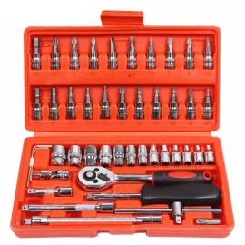 Unbranded 46Pcs 1/4" Ratchet Wrench Combination Socket Tool Set Kit Auto Car Repairing New