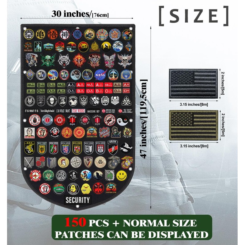 Large 47x30 inch Tactical Patch Wall Display Panel Holder Flag