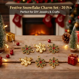 20pcs Christmas Snowflake Charms Pendants Green Snowflake Bracelet Keychain Dangle Earring Charms Alloy Enamel Metal Necklace Pendants for Christmas DIY Craft Jewelry Making 16x21 mm