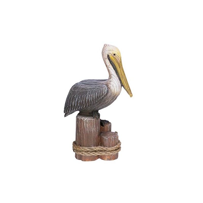 Beachcombers 6.25" Pelican On Triple Piling Wooden Decor Coastal Bird