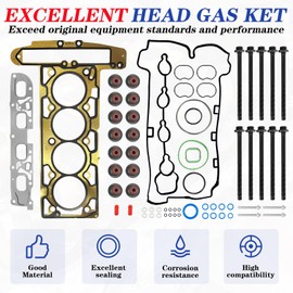 YIFUOK Engine Head Gasket Set w/Cylinder Head Bolts ES72196 Compatible with 2010-2017 Chevy Equinox Captiva Malibu, GMC Terrain, Buick Regal Lacrosse, GMC 2.4L 2384cc 145cid L4 DOHC HS26517PT