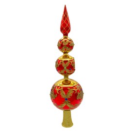 Kurt Adler Bellissimo Glass Red and Gold Finial Treetop