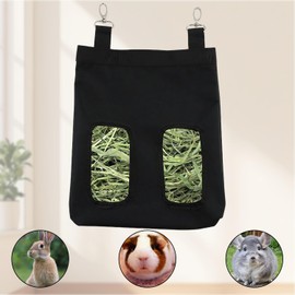 Rabbit Hay Feeder Bag, Guinea Pig Hay Feeder Holder – Hanging 600D Oxford Cloth Feeder for Small Animals with 2 Windows
