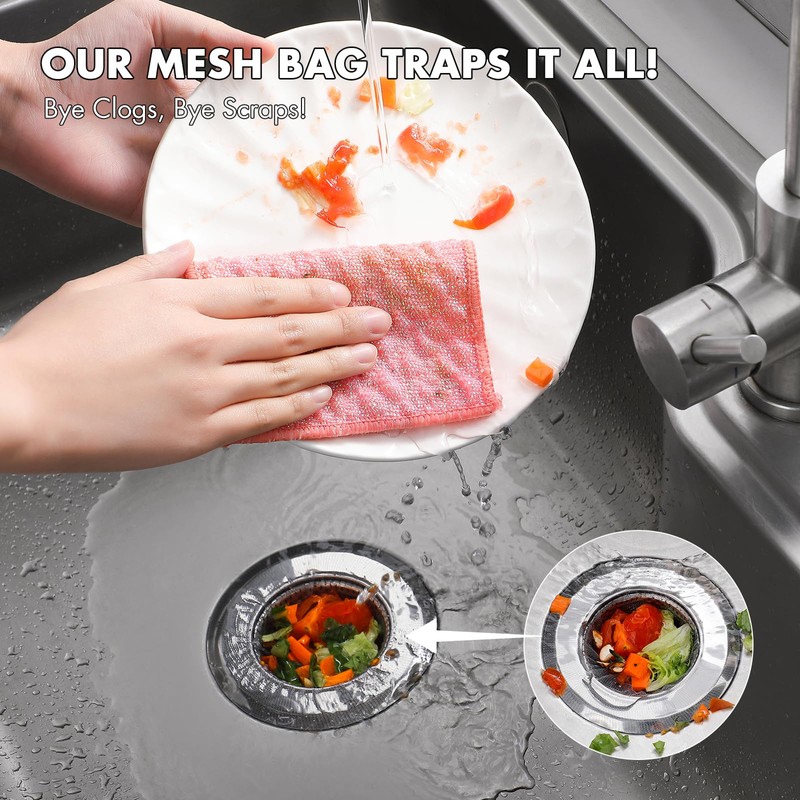 200 Pack Kitchen Sink Strainer Mesh Bag, Anti-Clogging Disposable Sink