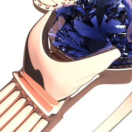 GWG Jewellery 18K Rose Gold Coated Claddagh Ring with Heart Shaped Sapphire Blue Stone Under Crown – 5 in Gift Box for Women