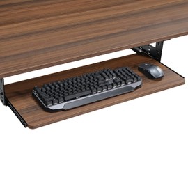 EUREKA ERGONOMIC Adjustable Keyboard Tray Under Desk, 28x11 Inch Large Slide Out Keyboard & Mouse Platform Tray, Wooden Pull Out Computer Keyboard Drawer for Typing Home Office Desk, Walnut