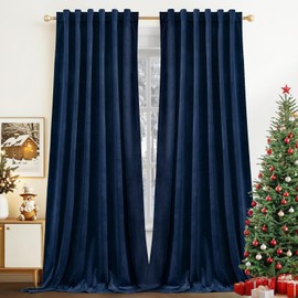 Nemia Royal Blue Velvet Curtains Thermal Insulated Blackout Curtain for Bedroom Window Living Room Darkening Luxury Vintage 96 Inches Long Heavy Drapes Panels Back Tab Set of 2